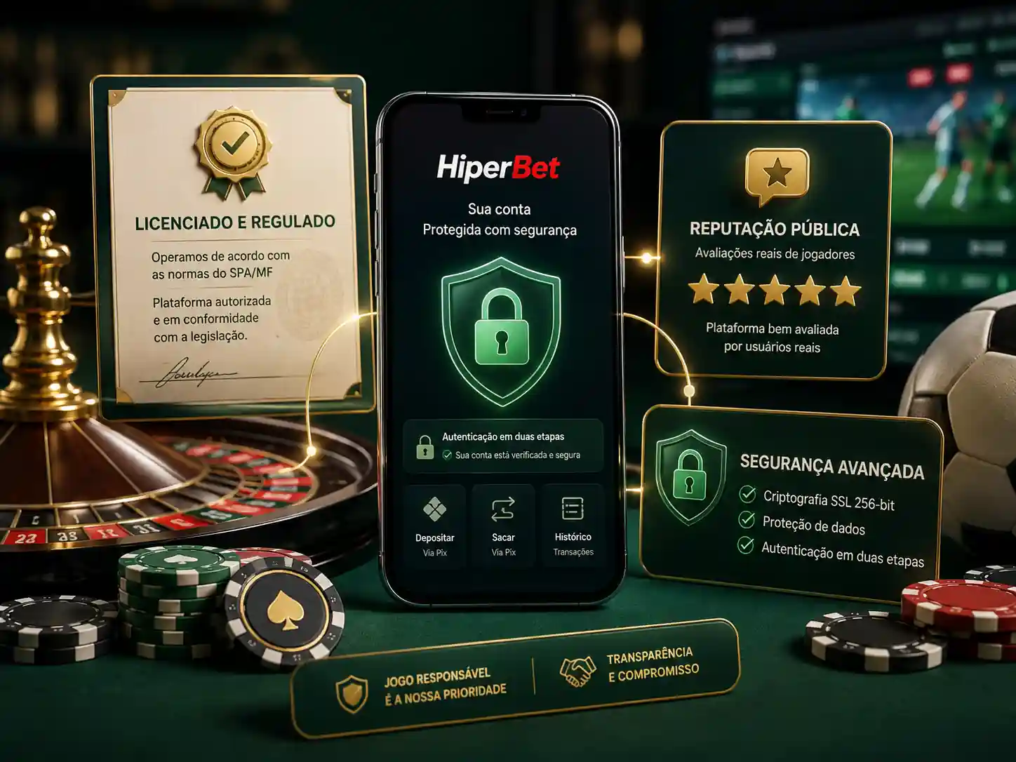 Selo de licença e segurança da Hiperbet no Brasil